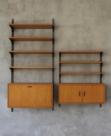 Uniek vintage mid-century wandmeubel - 2 delen  beschikbaar voor biedingen