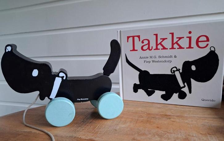 Annie M.G Schmidt  - Takkie trekdier + boekje, Kinderen en Baby's, Speelgoed | Houten speelgoed, Duw- of Trekspeelgoed, Ophalen of Verzenden