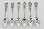 6 ANTIEKE ZILVEREN LEPELTJES, Ophalen of Verzenden, Zilver