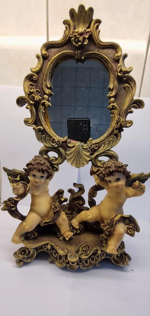 Kitsch Engel Beeld met Spiegel, Huis en Inrichting, Woonaccessoires | Spiegels, Minder dan 50 cm, Minder dan 100 cm, Rechthoekig
