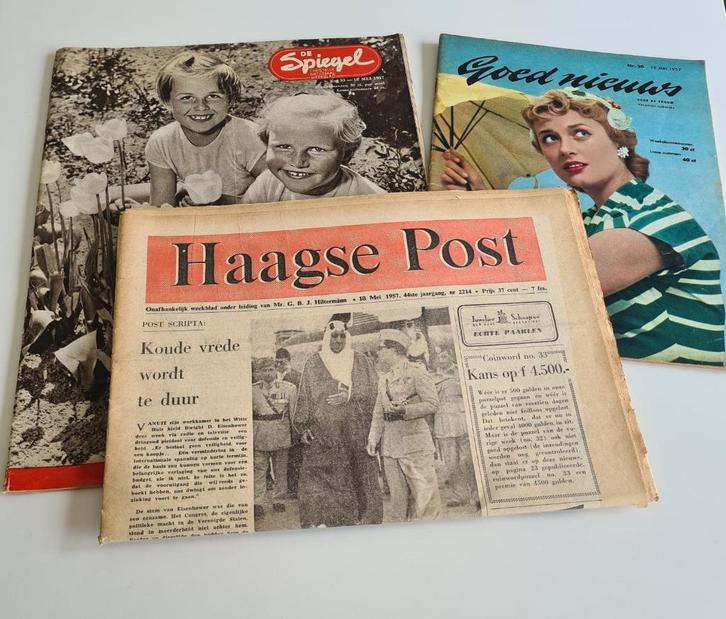 Haagse Post + Spiegel + Goed Nieuws 18 mei 1957 goede staat, Verzamelen, Tijdschriften, Kranten en Knipsels, Tijdschrift, 1940 tot 1960
