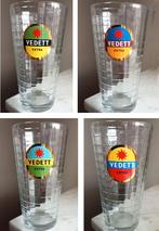 4 NIEUWE  Vedett mozaïek glazen 33cl, Ophalen of Verzenden, Nieuw, Glas of Glazen, Overige merken