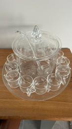 Vintage antiek bowl set glas 13 glaasjes, dienblad, kom, Antiek en Kunst, Antiek | Glas en Kristal, Ophalen