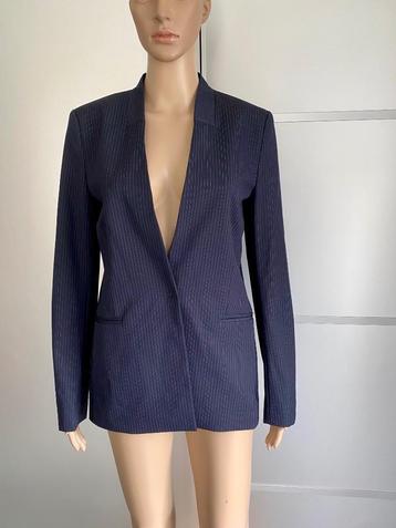 H788 InWear maat 36=S krijtstreep jasje blazer colbert blauw beschikbaar voor biedingen
