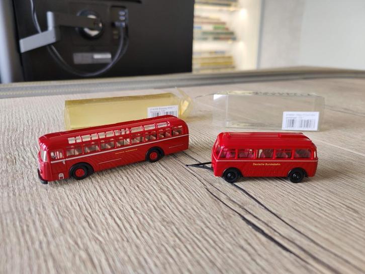 H0 Brekina DB Bus Büssing 6500T met aanhanger, Hobby en Vrije tijd, Modelauto's | 1:87, Zo goed als nieuw, Bus of Vrachtwagen