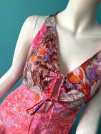 Vintage originele jaren 70 fleurige zomerjurk maat 36, Verzenden, Vintage, Roze, Maat 36 (S)