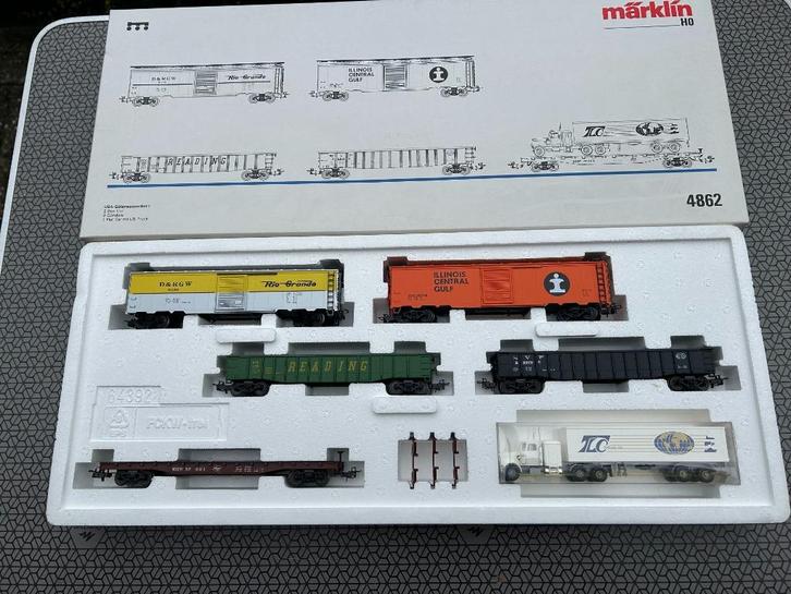Marklin H0 OVP 4862 5-delige USA goederen set I, tp III, Hobby en Vrije tijd, Modeltreinen | H0, Nieuw, Wagon, Wisselstroom, Märklin