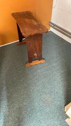 Massief houten bijzet tafeltje met houtsnijwerk, Gebruikt, 75 cm of meer, Rechthoekig, Hout