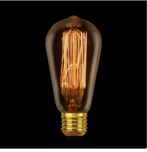 Kooldraadlamp Edison Deluxe Gold E27 60W, Huis en Inrichting, Lampen | Losse lampen, Nieuw, Gloeilamp, 30 tot 60 watt, E27 (groot)