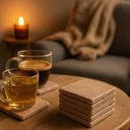 10x10 cm Rosso Verona Antik natuurstenen onderzetters, Ophalen of Verzenden, Nieuw, Glas of Kopje