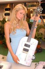 Epiphone Airstream Bambi gitaar door Paris Hilton gesigneerd, Ophalen, Zo goed als nieuw, Solid body