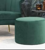 Groene Velvet Poef - Stijlvol & Comfortabel, Huis en Inrichting, Banken | Voetenbanken en Poefen, Ophalen, Rond, Nieuw, Stof