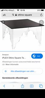 Design Plexiglas Ottino Square Salontafel zwart/helder 60x60, Huis en Inrichting, Ophalen, 50 tot 100 cm, 50 tot 75 cm, Vierkant