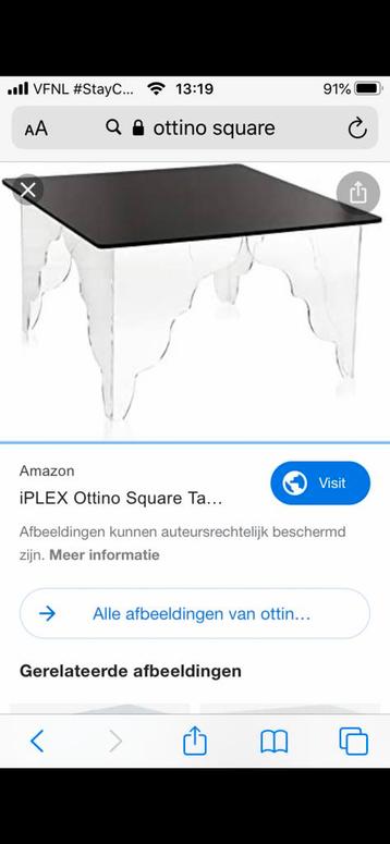 Design Plexiglas Ottino Square Salontafel zwart/helder 60x60 beschikbaar voor biedingen