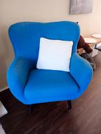 Fijne fauteuil met ruime zit, Huis en Inrichting, Stoelen, Ophalen, Gebruikt, Blauw, Eén