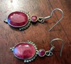 Oorbellen met natuurlijk Robijn ( 925 Sterling zilver), Ophalen of Verzenden, Gebruikt, Rood, Zilver