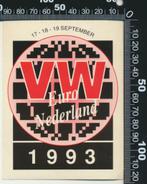 Sticker: VW Euro Nederland 1993, Verzamelen, Stickers, Ophalen of Verzenden