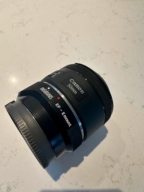 Canon 50mm met Metabones adapter E mount, Audio, Tv en Foto, Fotografie | Lenzen en Objectieven, Ophalen
