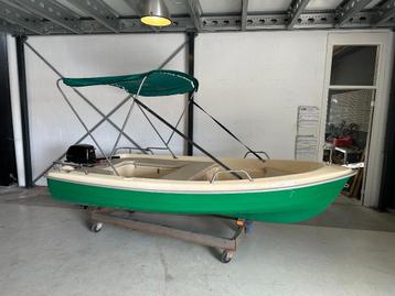 Groene console boot met nieuwe Tohatsu 5pk | Direct leverbaa beschikbaar voor biedingen