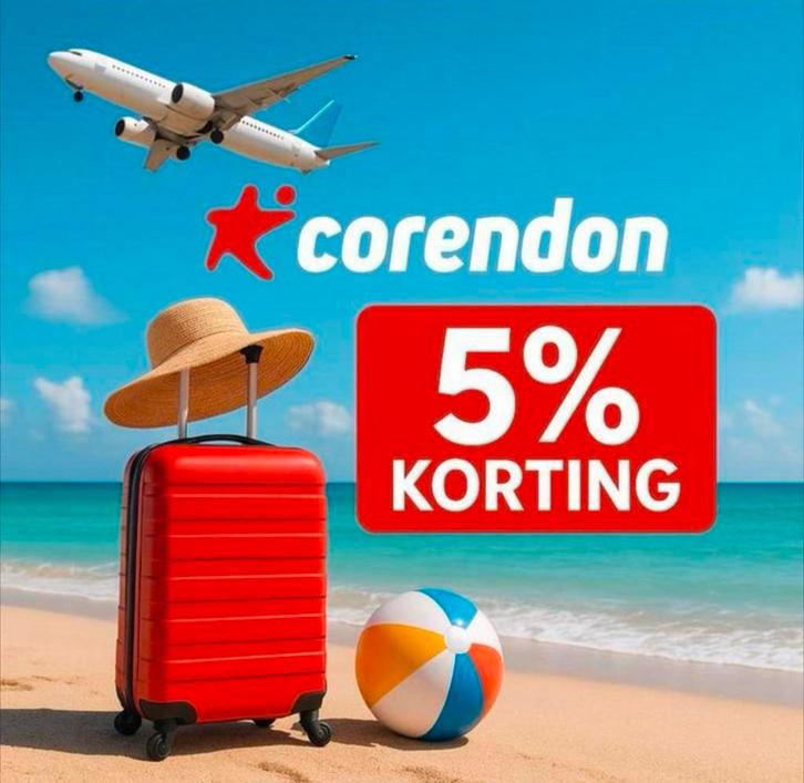 Corendon 5% korting op de gehele pakketreis!, Tickets en Kaartjes, Kortingen en Cadeaubonnen, Eén persoon, Kortingsbon