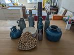 Decoratieve BRYNXZ vaas/kruik blauw turquoise craquelé, Huis en Inrichting, Woonaccessoires | Vazen, Blauw, Aardewerk of Porselein