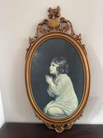 Vintage Schilderij Meisje in Gebed Gouden Lijst Klassiek Kun, Ophalen of Verzenden