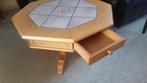 Achthoekige eiken salontafel met tegelwerk, Overige vormen, 50 tot 100 cm, Gebruikt, Eikenhout