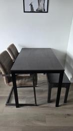 VIHALS Uitschuifbare tafel zwart 120/180x74 cm, Ophalen, 50 tot 100 cm, Zo goed als nieuw, Vijf personen of meer