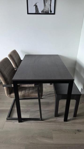 VIHALS Uitschuifbare tafel zwart 120/180x74 cm beschikbaar voor biedingen