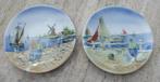 Wand Borden met Boten en Vissers op de Kade in de Haven, Antiek en Kunst, Ophalen of Verzenden