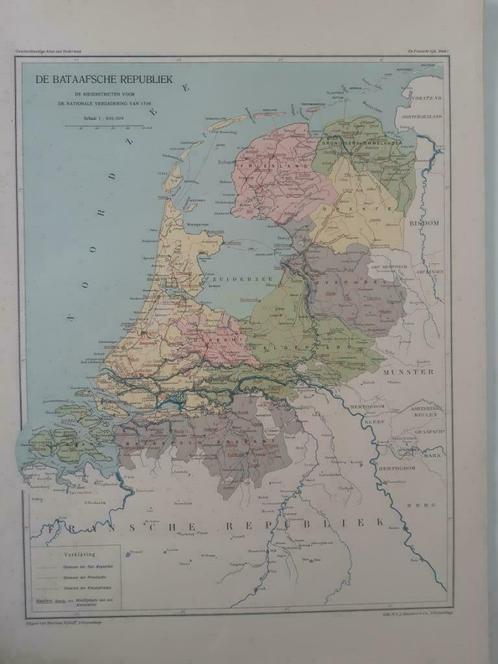 B087/ Plattegrond Bataafsche Republien van 1796. Litho 1926, Antiek en Kunst, Kunst | Litho's en Zeefdrukken, Ophalen of Verzenden