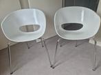 2 stapelbare kuipstoelen, Huis en Inrichting, Stoelen, Ophalen, Kunststof, Twee, Wit