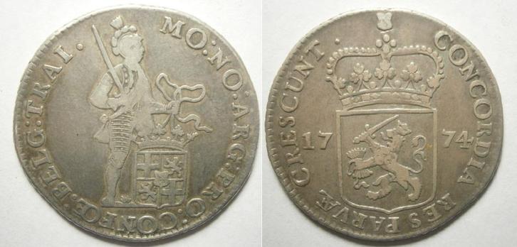 Utrecht ½ Dukaat zilver 1774, Postzegels en Munten, Munten | Nederland, Losse munt, 2½ gulden, Vóór koninkrijk, Zilver, Ophalen of Verzenden