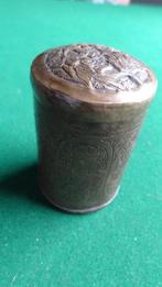 Messing potje gravering Figuren en Dambord 18/19e eeuw, Antiek en Kunst, Ophalen of Verzenden, Koper