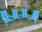 4x strandstoelen , nieuw doek. Verstelbare 4 standen., Ophalen, Zo goed als nieuw, Hout, Stapelbaar