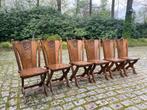 6 Eiken eettafelstoelen met leeuw wapen 10,- per stuk, Ophalen