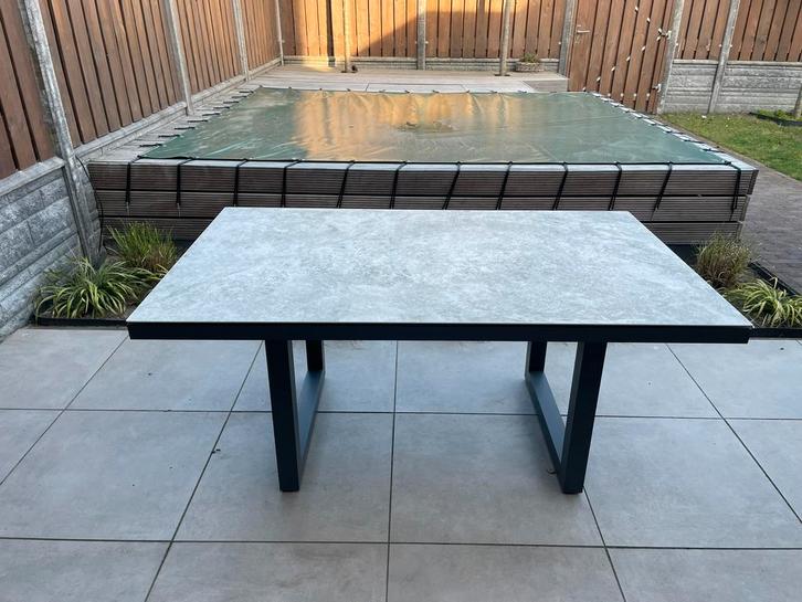 Timber eettafel - lava frame, sandstone blad 150cm x 90cm, Tuin en Terras, Tuintafels, Zo goed als nieuw, Rechthoekig, Ophalen