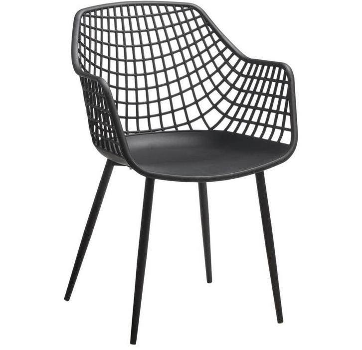 4 zwarte kuipstoelen van Kwantum, Huis en Inrichting, Stoelen, Gebruikt, Vier, Kunststof, Zwart, Ophalen