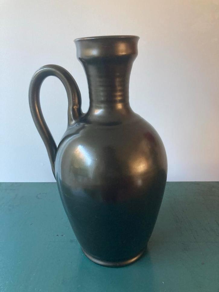 Vintage Aardewerk Kruik - Zwart, Huis en Inrichting, Woonaccessoires | Vazen, Gebruikt, Zwart, Minder dan 50 cm, Aardewerk of Porselein