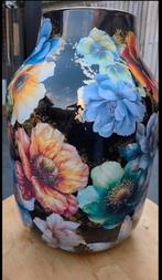 Handgemaakte Glazen Vaas met Bloemmotief, Overige kleuren, Nieuw, Ophalen of Verzenden, Glas