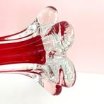 vintage glazen VAAS Murano glas rood helder MidCentury retro, Antiek en Kunst, Ophalen of Verzenden