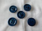 Knoop, blauw gevlamd, kunststof, 5 stuks, ø 25 mm, vierkant., Verzenden, Zo goed als nieuw, Knoop of Knopen