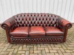 Springvale Chesterfield bank roodbruin GRATIS BEZORGD, Huis en Inrichting, 125 cm of meer, Leer, Ophalen of Verzenden, Zo goed als nieuw