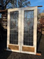 Set schuif / en-suite deuren met glas in lood 213x145cm., Ophalen