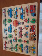 Houten knopjespuzzel. Voertuigen., Ophalen of Verzenden, Minder dan 10 stukjes, Zo goed als nieuw, 6 maanden tot 2 jaar