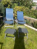 2 Crespo standenstoelen, 2 organizers, 2 voetenbankjes, Ophalen of Verzenden, Gebruikt, Aluminium, Inklapbaar