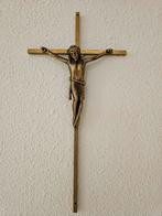 Vintage messing crucifix kruis met Jezus 30 cm, Antiek en Kunst, Ophalen of Verzenden