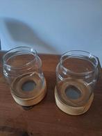 2 Glazen vazen met verlichting, Bruin, Ophalen of Verzenden, Zo goed als nieuw, Hout
