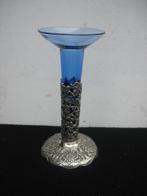 Antiek vaasje met verzilverde voet [ Silplex 90 ], Antiek en Kunst, Antiek | Glas en Kristal, Ophalen of Verzenden