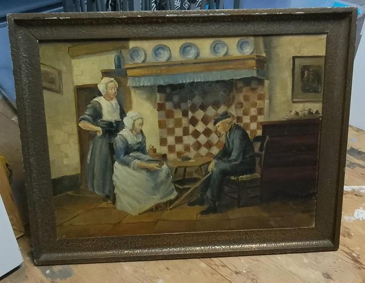 uit huisopruiming groot antiek zeeuws olieverfschilderij, Antiek en Kunst, Kunst | Schilderijen | Klassiek, Ophalen